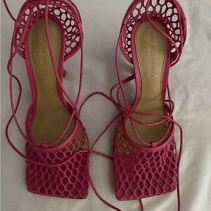 Bottega Veneta Fuchsia Lace-Up Heels